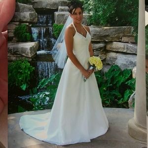 Halter wedding dress with beading